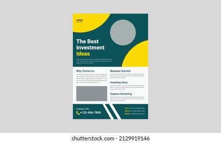 Investment Flyer Template Design. Finance Banking Poster Leaflet Template. Business Investment Flyer Design, Cover, A4 Size, Flyer, Print Ready