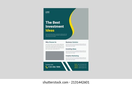 Investment Flyer Template Design. Finance Banking Poster Leaflet Template. Business Investment Flyer Design, Cover, A4 Size, Flyer, Print Ready