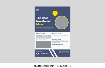 Investment flyer template design. Finance banking poster leaflet template. business investment flyer design, cover, a4 size, flyer, print ready