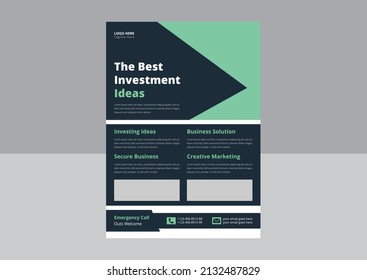 Investment Flyer Template Design. Finance Banking Poster Leaflet Template. Business Investment Flyer Design, Cover, A4 Size, Flyer Design.