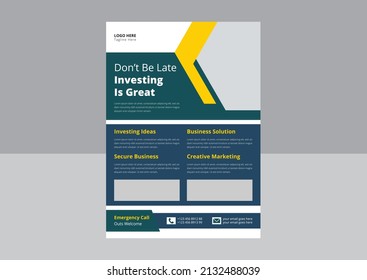 Investment flyer template design. Finance banking poster leaflet template. business investment flyer design, cover, a4 size, flyer design.