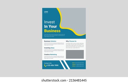 Investment Flyer Template Design. Finance Banking Poster Leaflet Template. Business Investment Flyer Design, Cover, A4 Size, Flyer, Print Ready