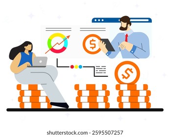Investment fund concept. Mutual fund, investment growth or wealth management, financial profit or earning from stock market, savings and growing money. 