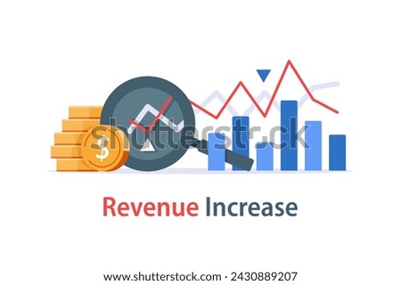 Investment fund performance report, interest rate graph, trade revenue boost, venture business growth strategy