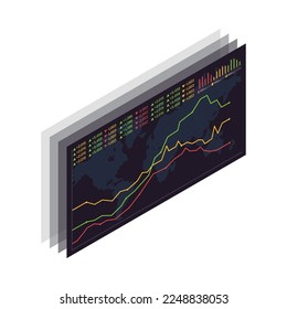 Investment funding isometric icons composition with isolated financial images on blank background vector illustration
