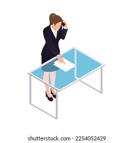 Investment funding isometric icons composition with isolated human character of bank worker vector illustration