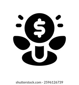 investment glyph icon. Strong and solid vector icon for websites, mobile interfaces, presentations, and visual branding. High quality and easy to edit.