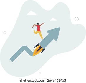 Investment growth boosting profit earning, increase market return or boost growth, growing fast, startup launch project or improvement concept. character life .