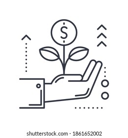 Investment growth concept icon, linear isolated illustration, thin line vector, web design sign, outline concept symbol with editable stroke on white background.
