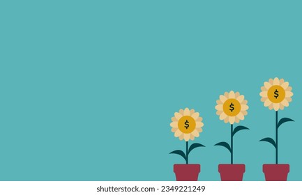 Investment Growth. Depicted with the dollar sign on a blooming flower.