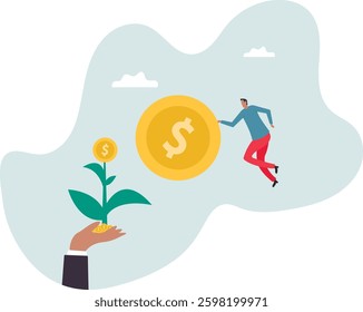 Investment growth, investing for financial independent or financial freedom, mutual fund or growth stock, saving or earning profit.character for design