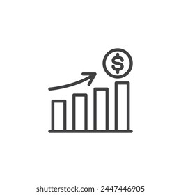 Investment Growth line icon. linear style sign for mobile concept and web design. Growing graph diagram outline vector icon. Symbol, logo illustration. Vector graphics