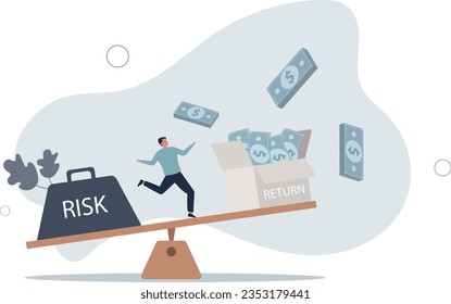 Investment high risk high expected return, investor risk appetite in securities and investment asset to get high reward concept.flat vector illustration.