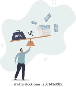 Investment high risk high expected return, investor risk appetite in securities and investment asset to get high reward concept.flat design with people.