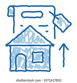 investment in house sketch icon vector. Hand drawn blue doodle line art investment in house sign. isolated symbol illustration