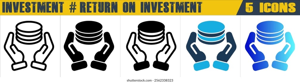 Investment icon with 5 styles (outline, solid, mixed, duotone and solid gradient)