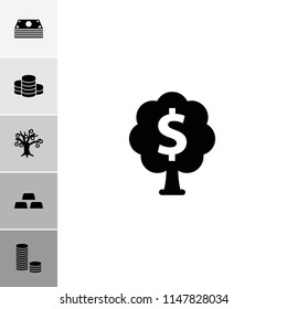Investment icon. collection of 6 investment filled icons such as money tree, money, coin, coin. editable investment icons for web and mobile.