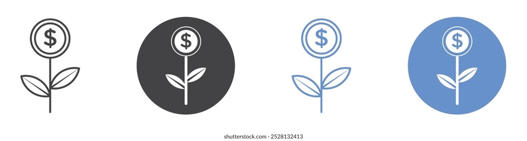 Investment icon Flat art in black and white isolated