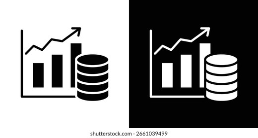 Investment icon in flat version on black and white background