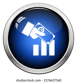 Investment Icon. Glossy Button Design. Vector Illustration.