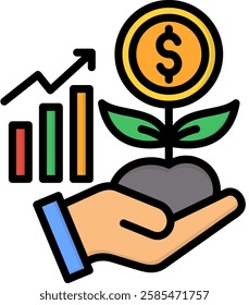 Investment Icon Lineal Color Vector Illustration