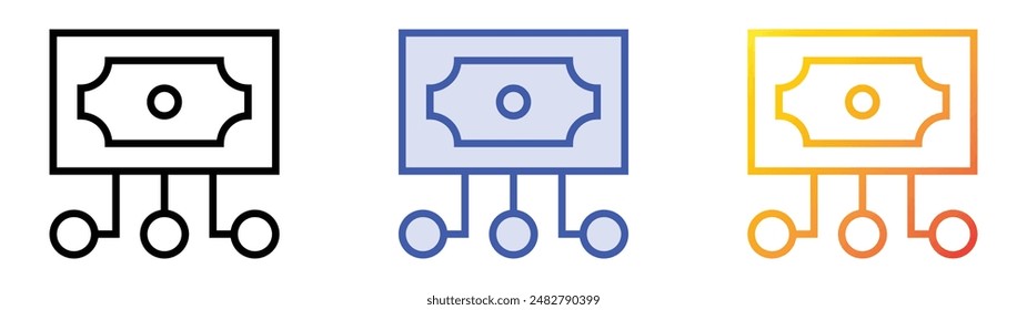 investment icon. Linear, Blue Fill and Gradient Style Design Isolated On White Background