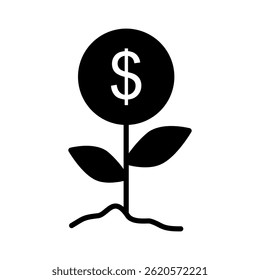investment icon, money plant, simple flat style, illustration, logo sign symbol pictogram template, for ui or ux isolated on white for mobile app, editable