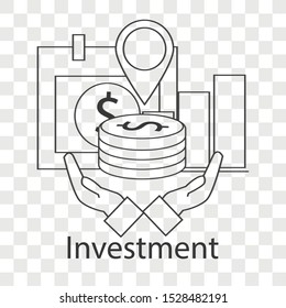 Investment icon on transparency background. Creative idea design use for your project. Line vector illustration for presentation or mobile app.