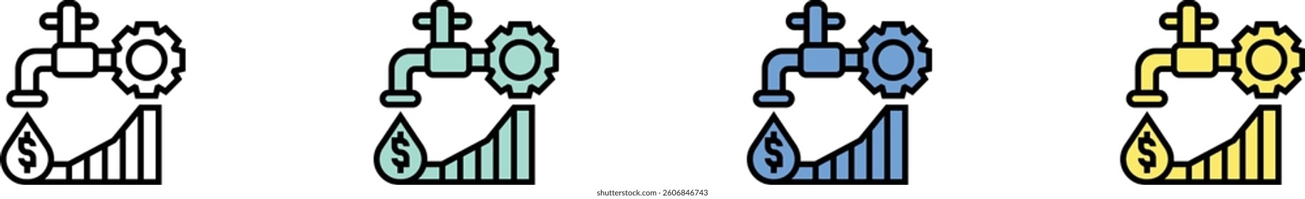 investment icon. Outline, Green, Blue and Yellow Style Design Isolated On White Background