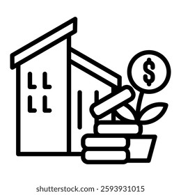 Investment Icon in Outline Style. Simple Vector Design. Simple Vector Outline Icon