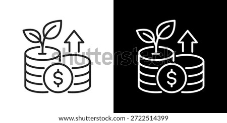 Investment Icon Set. Clean Line Design With Light And Dark Versions For Versatile Use