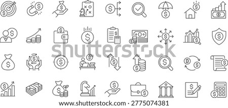 Investment icon set. Editable line icons.