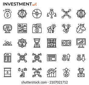 Investment icon set for financial and business study, education, websites, presentations, books.