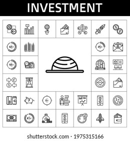 investment icon set. line icon style. investment related icons such as profits, wallet, rising, piggy bank, coins, time is money, salary, dollar, bank, balance, money