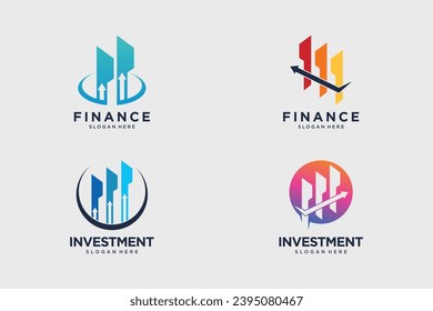 Investment icon set logo design vector for finance business with creative idea