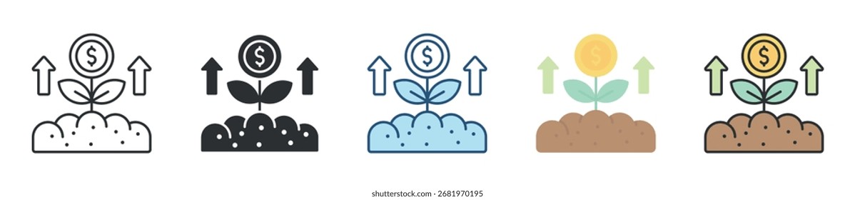 Conjunto de ícones de investimento Coleção de estilos múltiplos