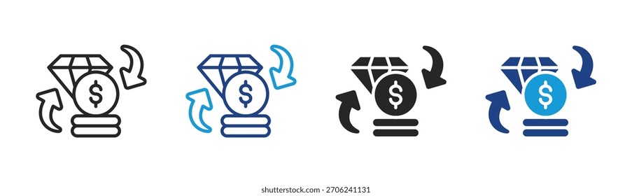 Ícone de investimento definir coleção de vários estilos