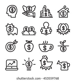 Investment icon set ,  in thin line style