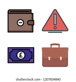 investment icon set. vector set about money, portfolio, warning and wallet icons set.