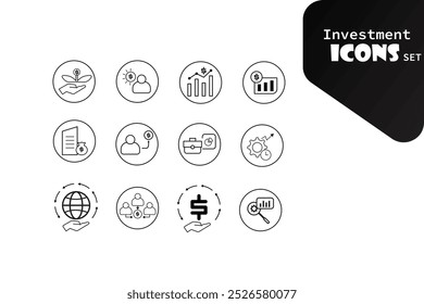  Investment icon set. vector format white background.