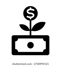 Investment Icon - Solid Black Glyph Icons For Accounting and Business