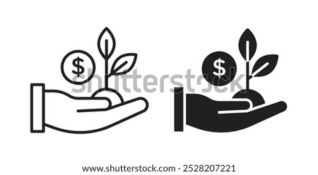 Investment icon in solid and stroke style.