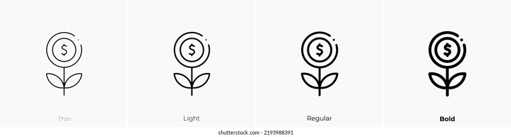 investment icon. Thin, Light Regular And Bold style design isolated on white background