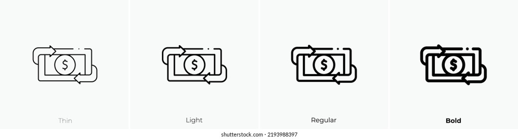investment icon. Thin, Light Regular And Bold style design isolated on white background