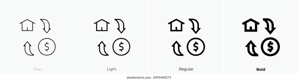 investment icon. Thin, Light Regular And Bold style design isolated on white background