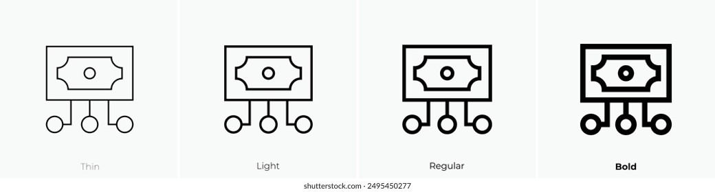 investment icon. Thin, Light Regular And Bold style design isolated on white background