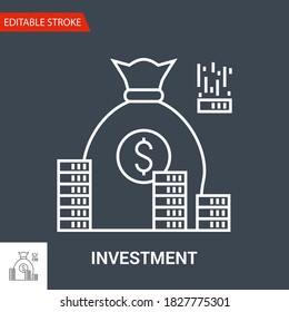 Investitionssymbol. Illustration von dünnen Linien - Schlaganzeigegewicht anpassen - auf jede beliebige Größe erweitern - Farbe leicht ändern - bearbeitbarer Strich