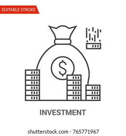 Investment Icon. Thin Line Vector Illustration. Adjust stroke weight - Expand to any Size - Easy Change Colour - Editable Stroke - Pixel Perfect