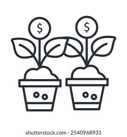 Ícone de investimento. vetor.Sinal editável de estilo traço.linear para usar web design,ilustração logo.Symbol.