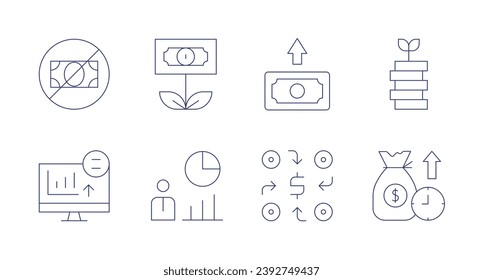 Investitionssymbole. Bearbeitbarer Strich. Ohne Geld, Handel, Geld, Investitionen, Statistiken.